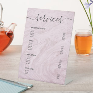 Signe De Table Salon de marbre d'or rose Liste de prix Menu Servi