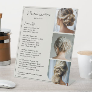 Signe De Table Salon Hair Stylist Services neutres Tarifs