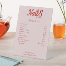 Salon moderne à ongles - Liste de prix des artiste