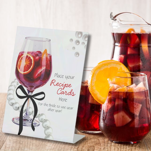 Signe De Table Sangria & Sass "Recette Cartes ici (Sangria & Sass "Recipe Cards Here Pedestal Sign)