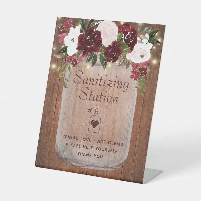 Signe De Table Sanitiation Station Bourgogne Blush Rustique Flora (Recto)