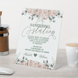 Signe De Table Sanititing Station Rose Eucalyptus Mariage