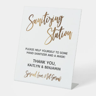 Signe De Table Sanititing Station Typographie Or simple