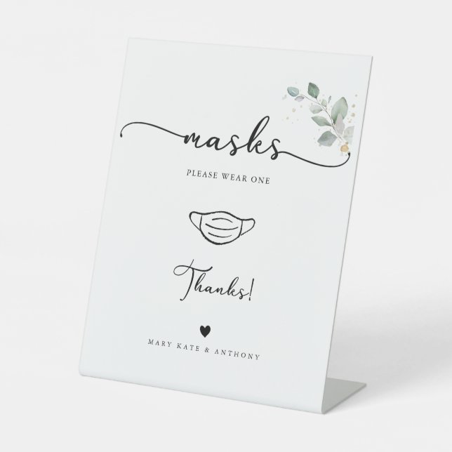 Signe De Table Sanitizer Station Calligraphie Mariage Green (Recto)