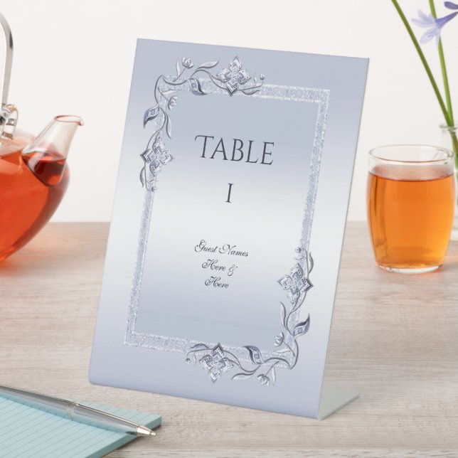 Signe De Table Sapphire Gem & Parties scintillant 45e anniversair (In SItu)