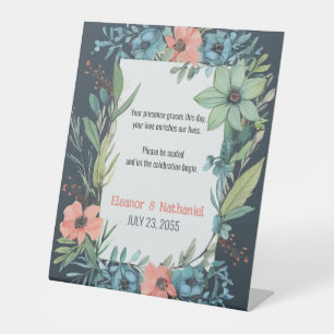 Signe De Table Saumon floral Whimsical Mariage bleu vert