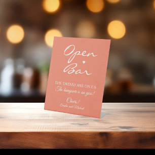 Signe De Table Saumon Signature Script Open Bar Mariage