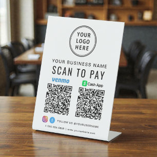 Signe De Table Scanner pour payer CashApp Venmo Code QR Logo