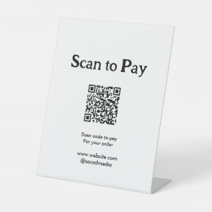 Signe De Table Scanner pour payer la commande QR code ajouter un