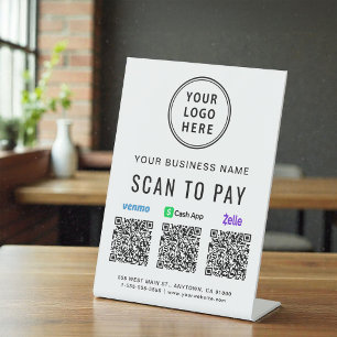Signe De Table Scanner pour payer les codes QR de Venmo Zelle Cas