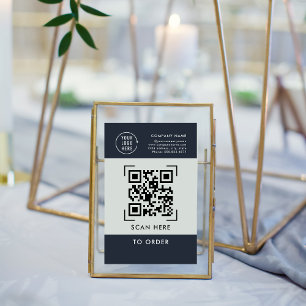 Signe De Table Scannez le code QR pour commander   Logo d'entrepr