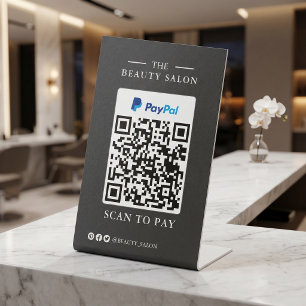Signe De Table Scannez le code QR unique Charbon foncé pour payer