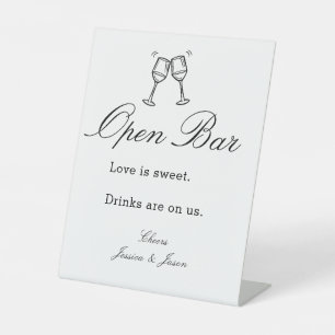 Signe De Table Scénario Mariage Bar Ouvert Événement Simple Piéde