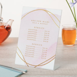 Signe De Table Script Blush Pink Aquarelle Or Prix du service
