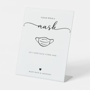 Signe De Table Script de calligraphie moderne Mariage de distance