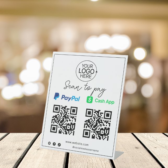 Signe De Table Script de paiement mobile sans contact de PayPal C (PayPal Cash App Contactless Mobile Payment Script Pedestal Sign)