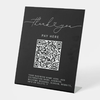Signe De Table Script de remerciement Cœur Scan Me Code QR Logo n