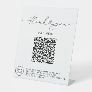 Signe De Table Script de remerciement Cœur Scannez-moi Code QR Lo