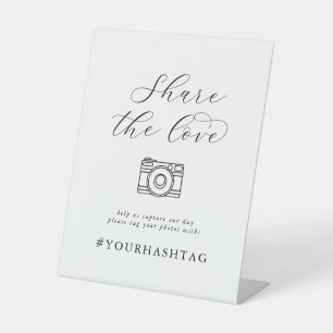 Signe De Table Script Élégant Partager Le Hashtag Mariage Amour