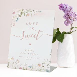 Signe De Table Script Fleur sauvage rose rustique L'amour est dou