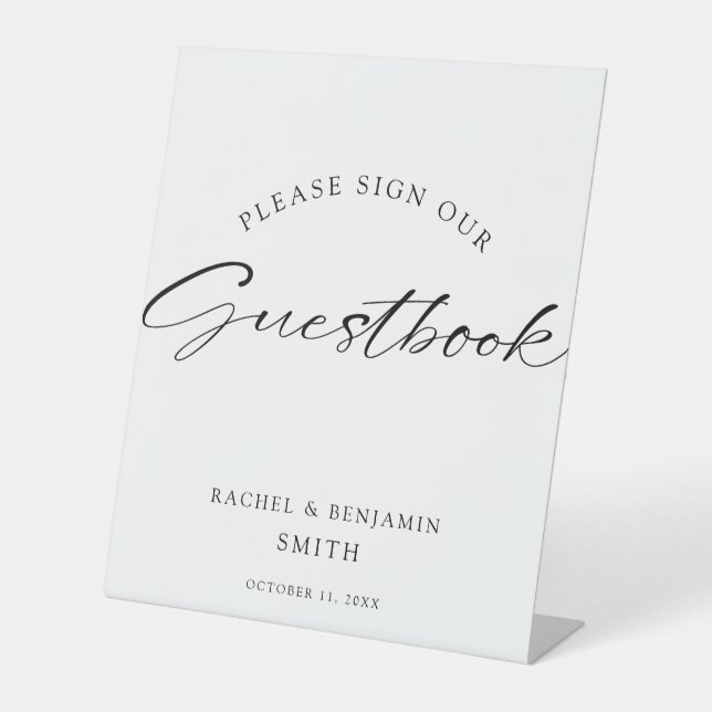 Signe De Table Script Guest Book Signal Nom personnalisé Mariage  (Recto)