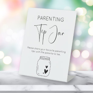 Signe De Table Script moderne Baby shower de pot de pourboire Par