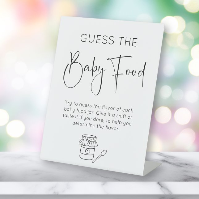 Signe De Table Script Moderne Devinez Le Baby shower Alimentaire  (Créateur téléchargé)