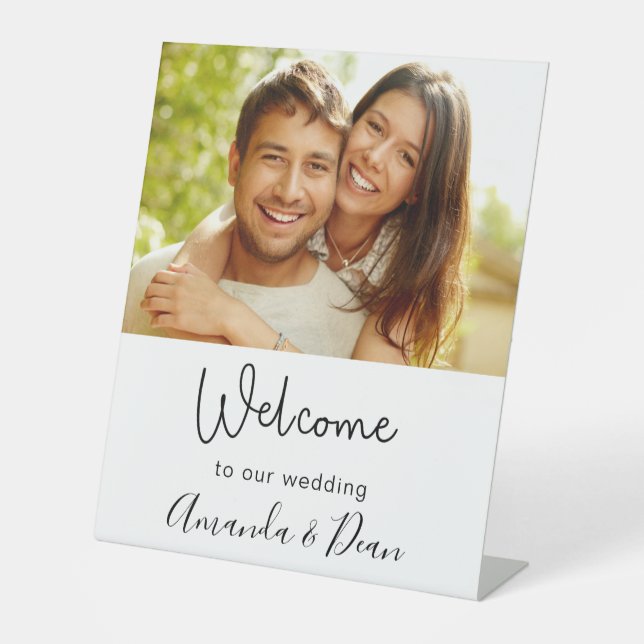 Signe De Table script photo mariage blanc bienvenue (Recto)