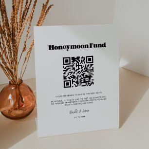 Signe De Table Script rétro vintage Honeymoon fund Code QR