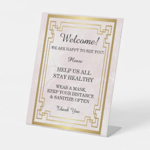 Signe De Table Sécurité des Mariages en marbre rose géométrique