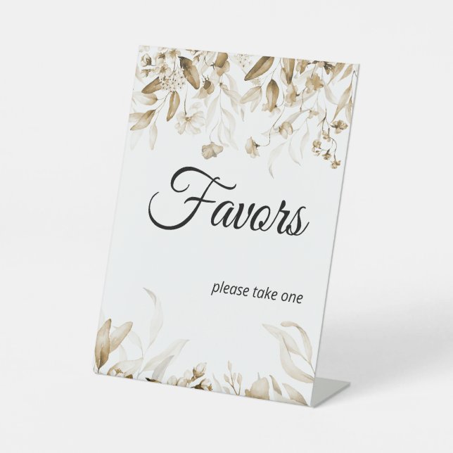 Signe De Table Sepia Floral Boho Baby shower Favoriser Tablescape (Recto)