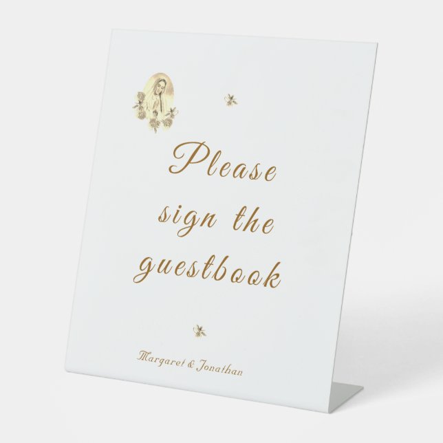 Signe De Table Sepia Virgin Mary Réception de mariage (Recto)