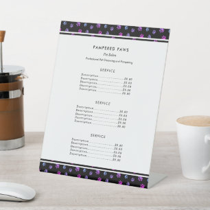 Signe De Table Service de salon pour animaux de compagnie profess