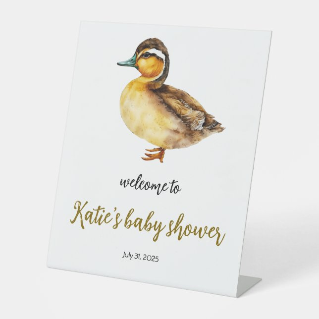 Signe De Table Sexe Aquarelle Neutre Baby shower canard (Recto)