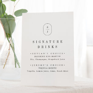 Signe De Table SHYLAH Black White Elégant Mariage Signature Boire