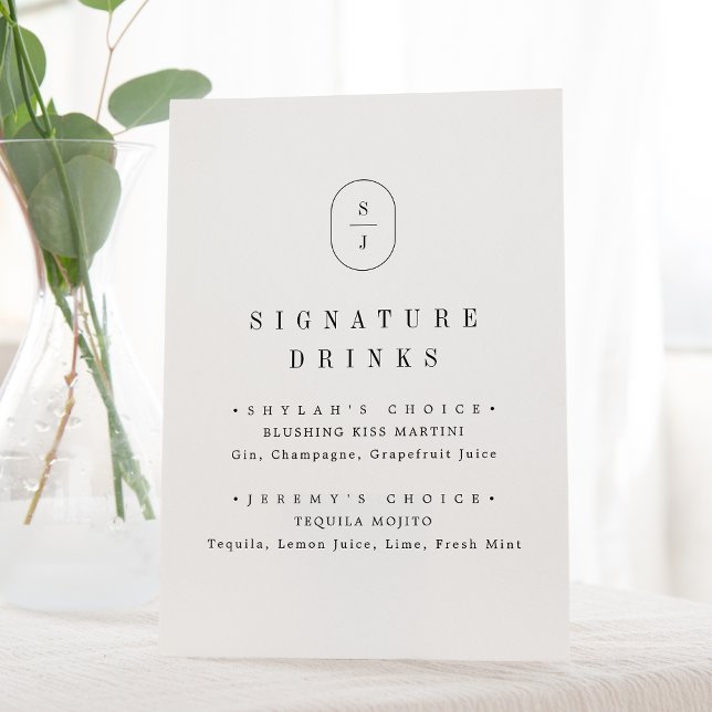 Signe De Table SHYLAH Black White Elégant Mariage Signature Boire (SHYLAH Black White Elegant Wedding Signature Drink Pedestal Sign)