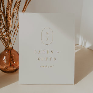 Signe De Table SHYLAH Monogram Cream Gold Wedding Cartes et cadea