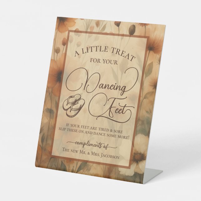 Signe De Table Sienna Boho Floral Dancing Feet Flip Flop Wedding  (Recto)