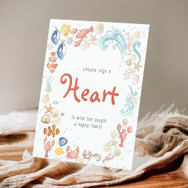 Signe De Table Sign a Heart | Coastal Ocean Beach Bridal Shower