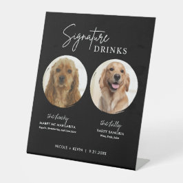 Signe De Table Signal Mariage noir Signet signature chien Boisson