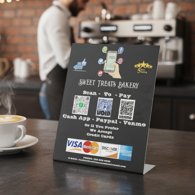 Signe De Table Signal numérique du code QR "Analyser pour payer" ("Scan To Pay" QR Code Pedestal Sign)