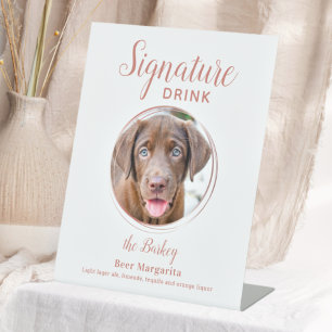 Signe De Table Signature Boire Élégant Rose Gold Pet Mariage