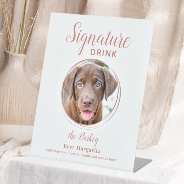 Signe De Table Signature Boire Élégant Rose Gold Pet Mariage (Créateur téléchargé)