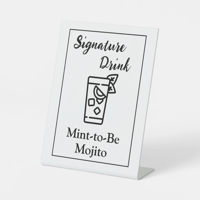 Signe De Table Signature Boire Signer pour la barre Mariage (Recto)
