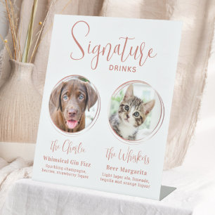 Signe De Table Signature Boissons Animaux Mariages Rose Gold Bar