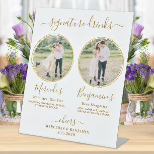 Signe De Table Signature Boissons Custom Photo Gold Mariage Bar