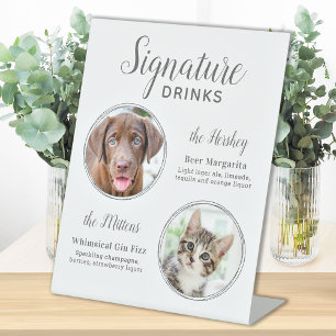 Signe De Table Signature Boissons Élégante Argent Pet Mariage Pho