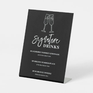 Signe De Table Signature Boissons Mariage Bar Piéton Signal