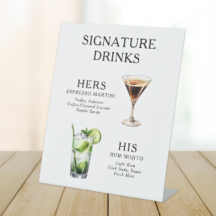 Signe De Table Signature Boissons Mariage Cocktail Menu Poster