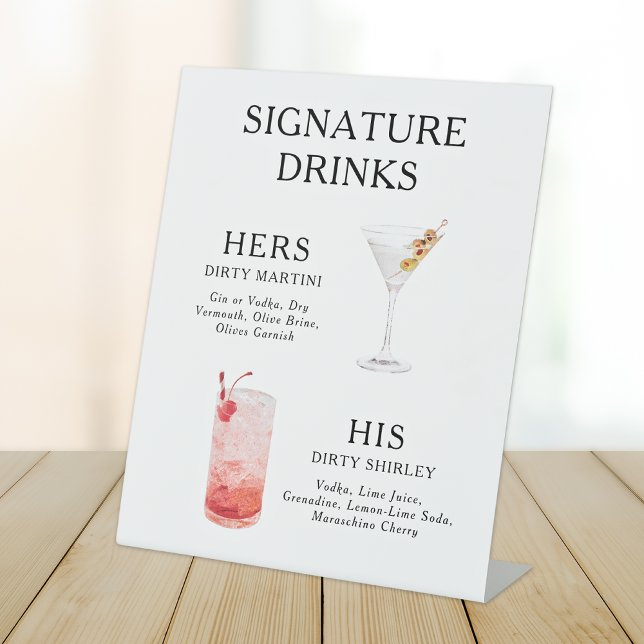 Signe De Table Signature Boissons Mariage Cocktail Menu Poster (Créateur téléchargé)